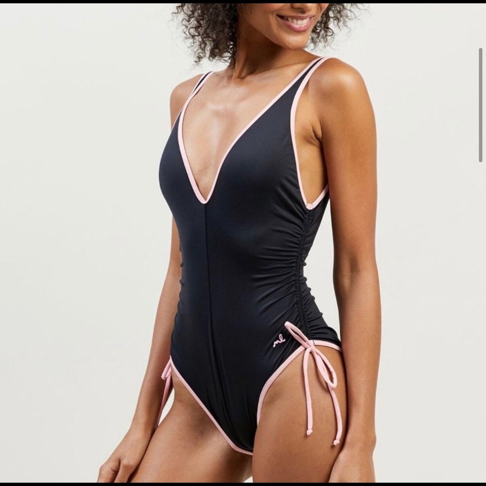 NWT Morgan Lane Lili Black One-Piece Tie Swimsuit